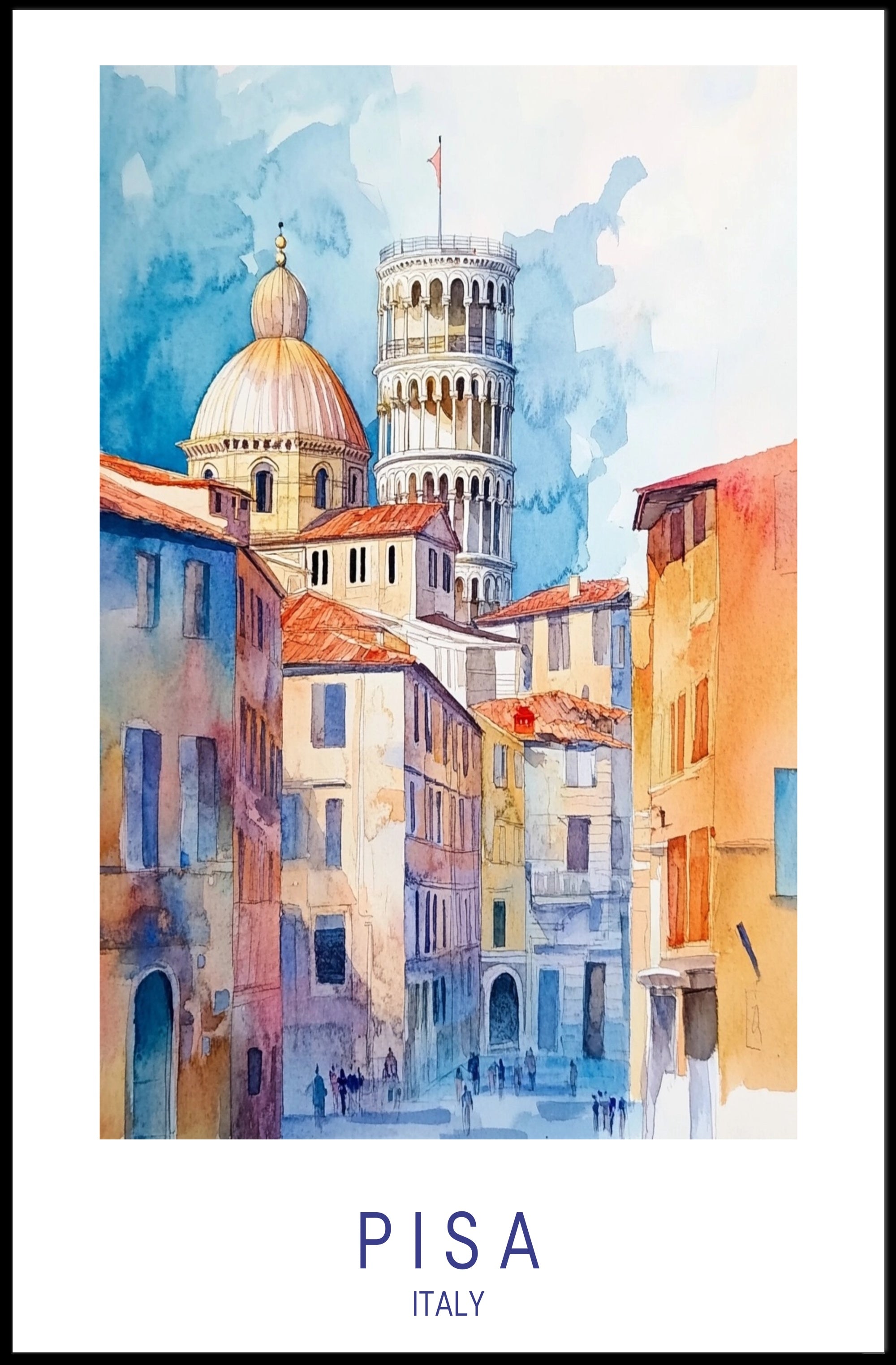 Pisa Leaning Tower Watercolor Art Travel Poster PosterGoat