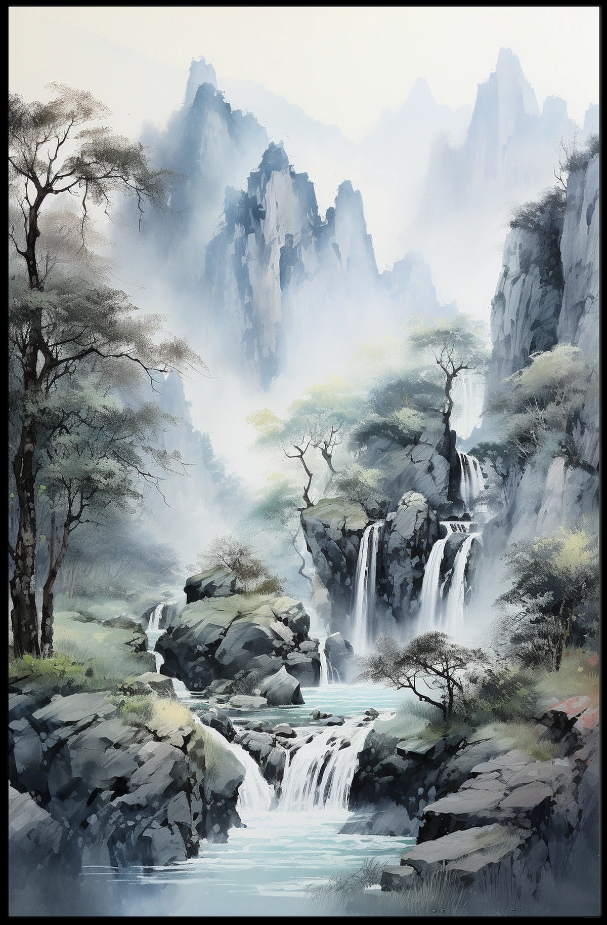 Serene East Asian Landscape Artistic Poster