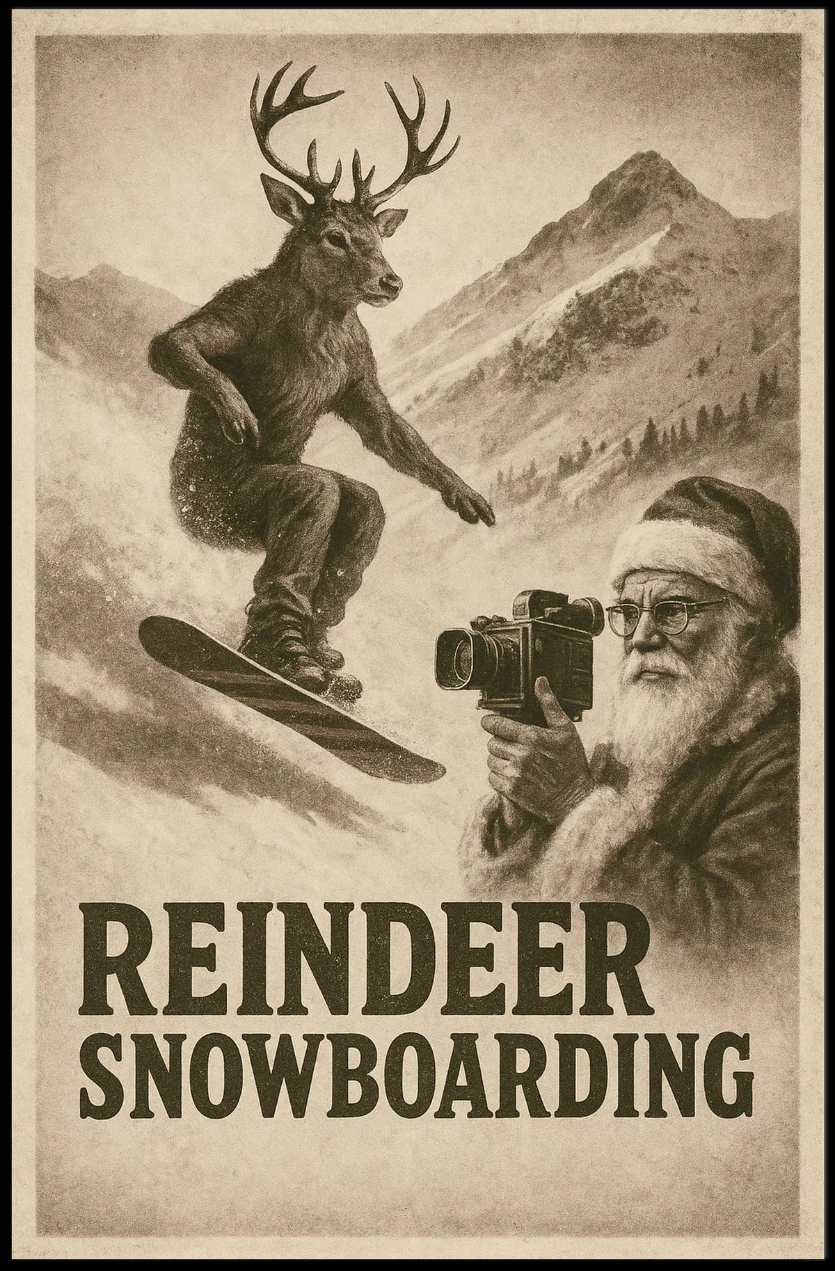 Reindeer Snowboarding Extravaganza Poster