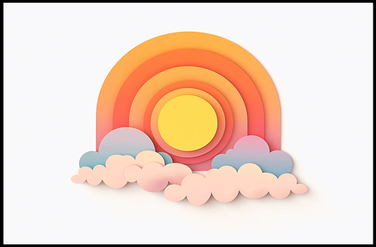 Modern Abstract Sunrise Sunset Paper Art Poster