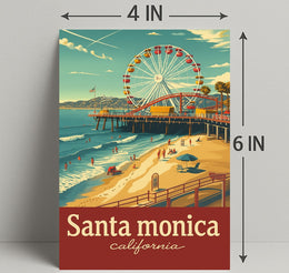 Santa Monica Pier Retro Travel Poster