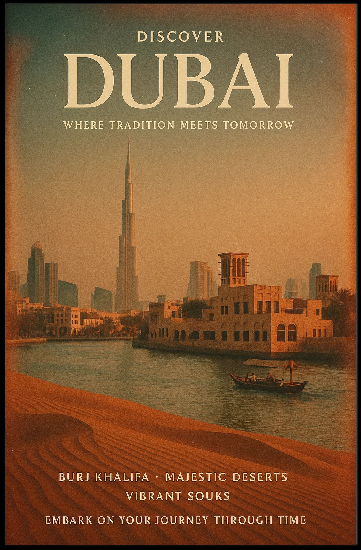 Dubai Poster Discover Tradition Meets Tomorrow Travel Decor