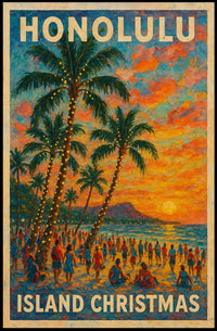 Honolulu Island Christmas Poster