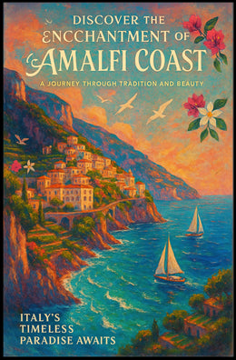 Amalfi Coast Impressionist Art Poster: Vibrant Mediterranean Scene