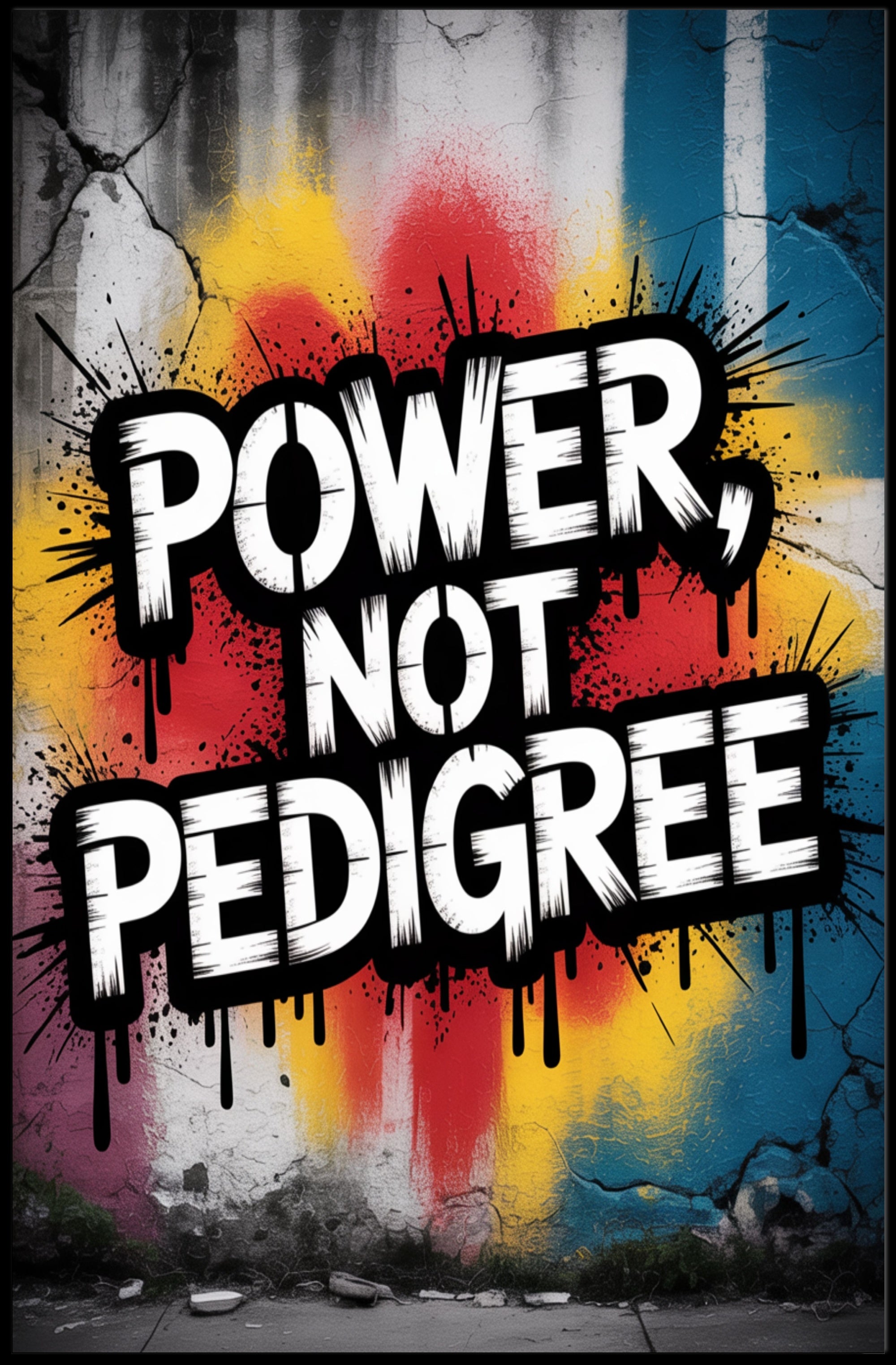 Power Not Pedigree Urban Graffiti Motivational Poster