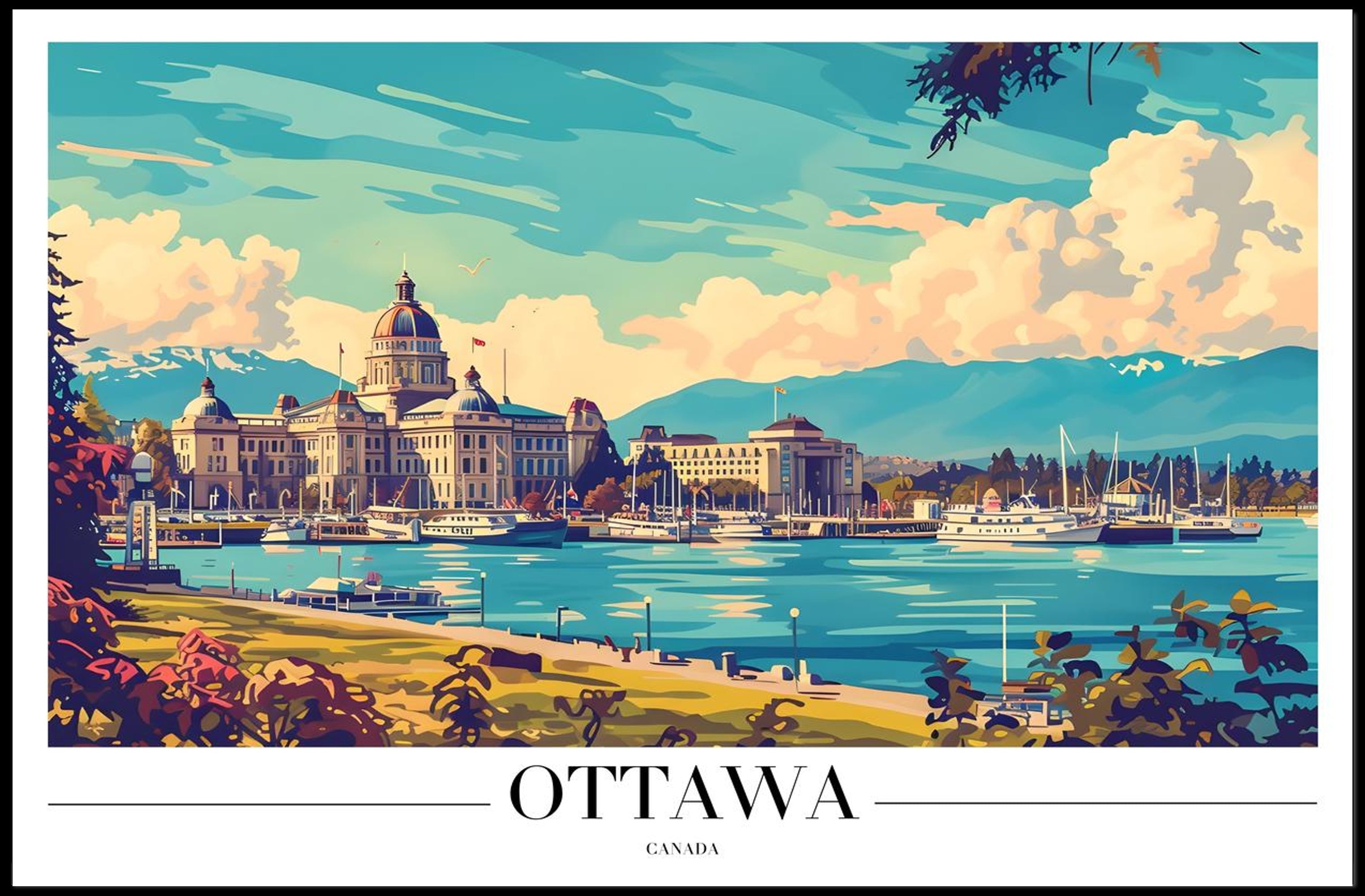 Ottawa Scenic View: Vintage Travel Poster