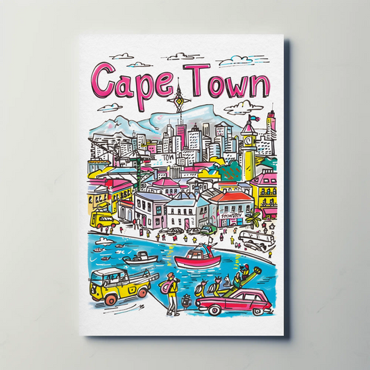 Cape Town South Africa Cityscape Waterfront Travel Poster