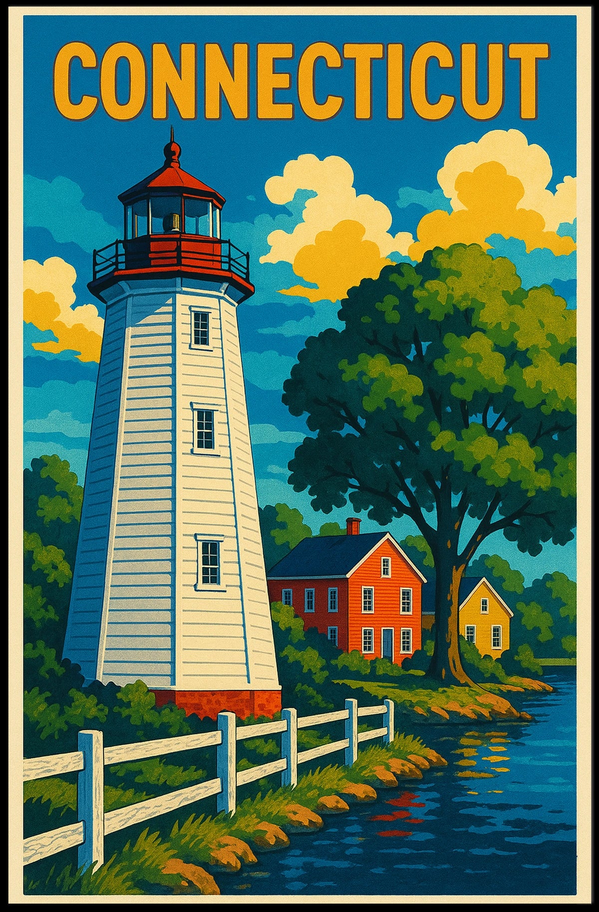 Connecticut Lighthouse Scene Poster