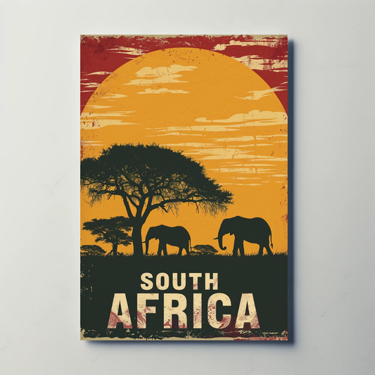 South Africa Sunset Vintage Poster