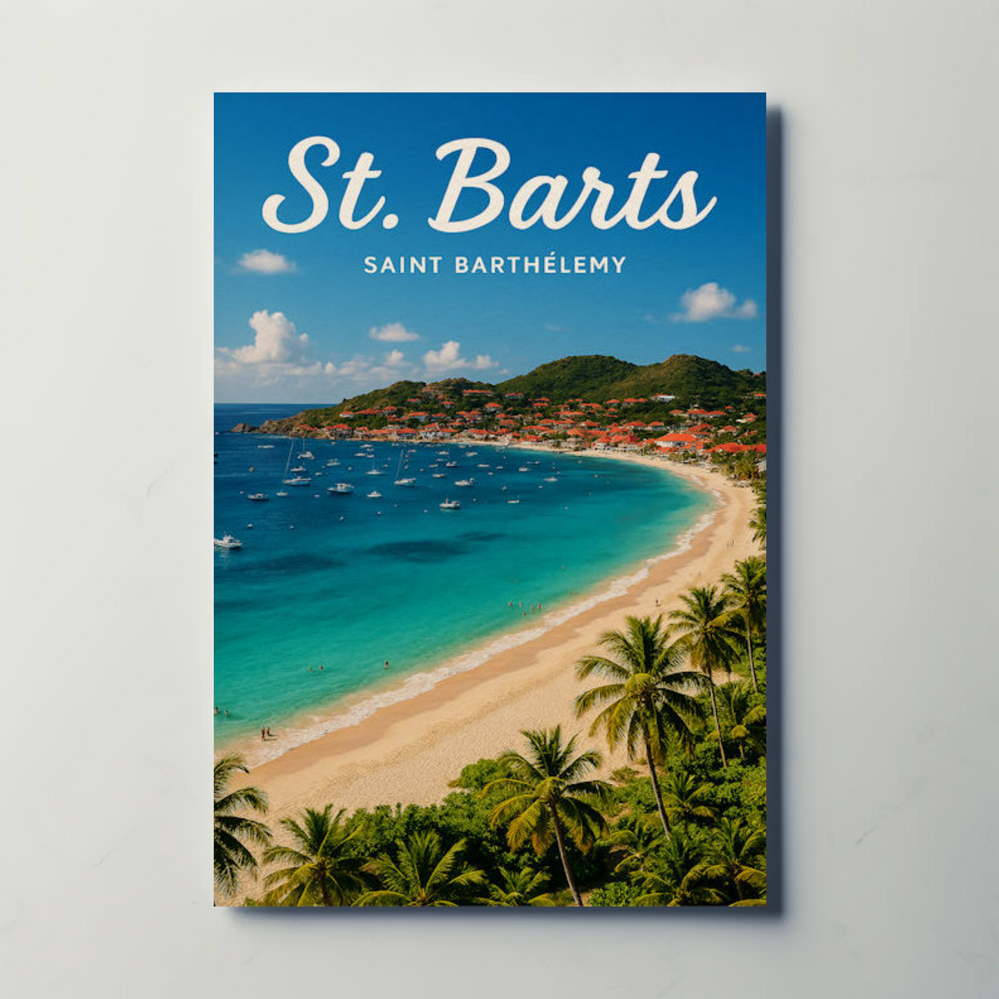 St Barts Caribbean Island Beach Coastline Travel Poster