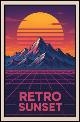 Retro Sunset Retro-Futuristic Pop Culture Poster