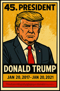 Donald Trump 45th President of the United States Inked Comic Style Poster