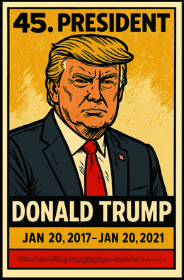 Donald Trump 45th President of the United States Inked Comic Style Poster