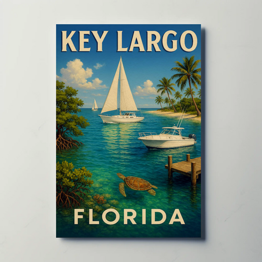 Key Largo Florida Tropical Boats Beach Poster