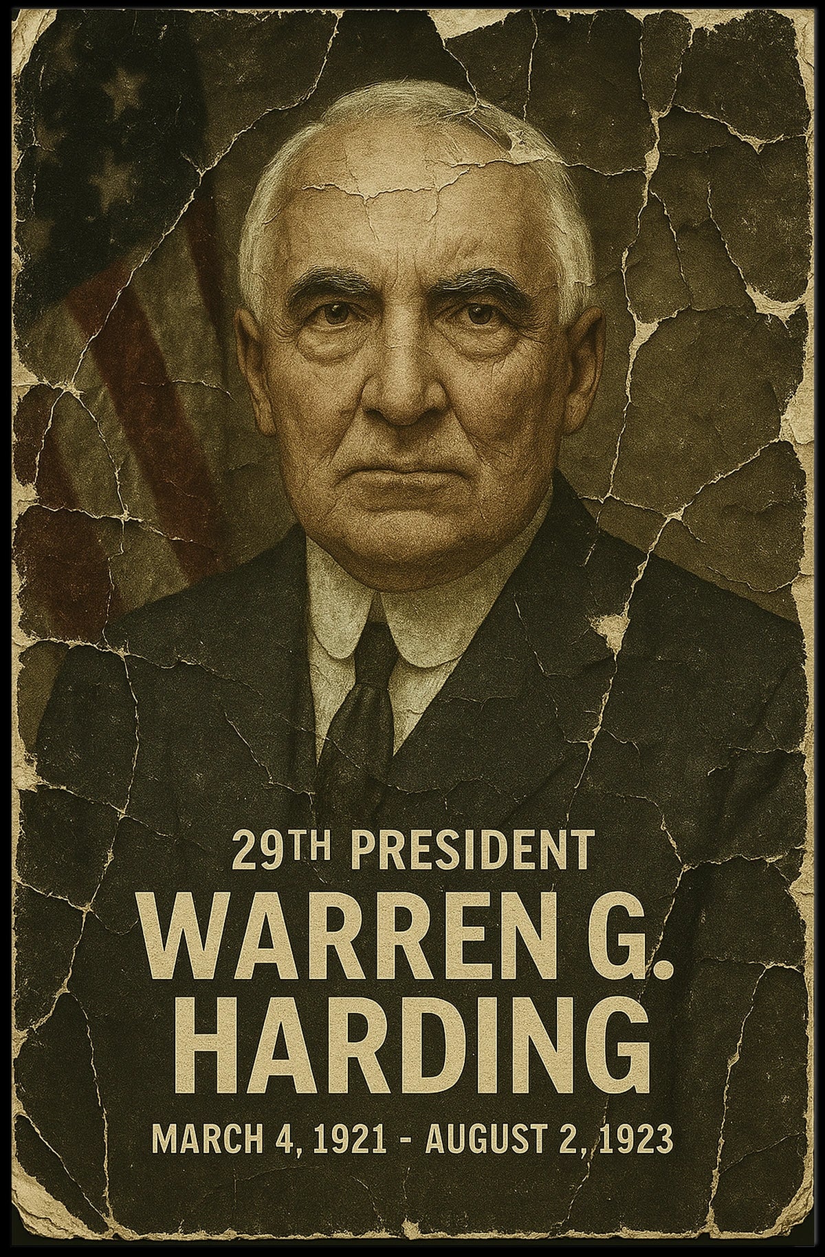 Warren G. Harding 29th President of the United States Damaged Photograph Poster