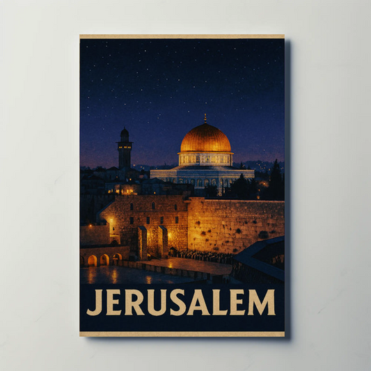 Jerusalem Dome Western Wall Night Sky Poster Poster
