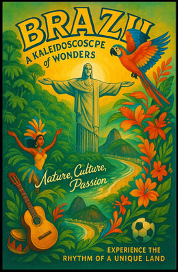 Brazil's Iconic Landmarks and Culture Travel Poster