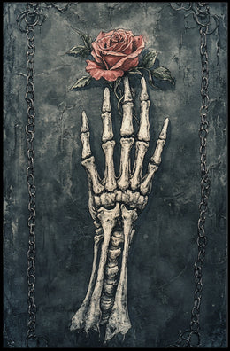 Skeletal Hand and Rose Gothic Artwork Poster