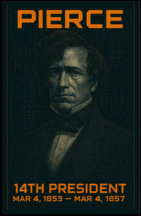 Franklin Pierce 14th President of the United States Techno Schematic Poster