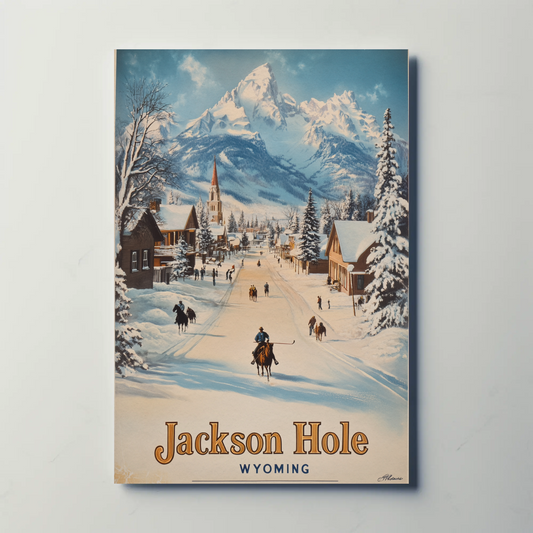 Jackson Hole Wyoming Vintage Poster - Snowy Town