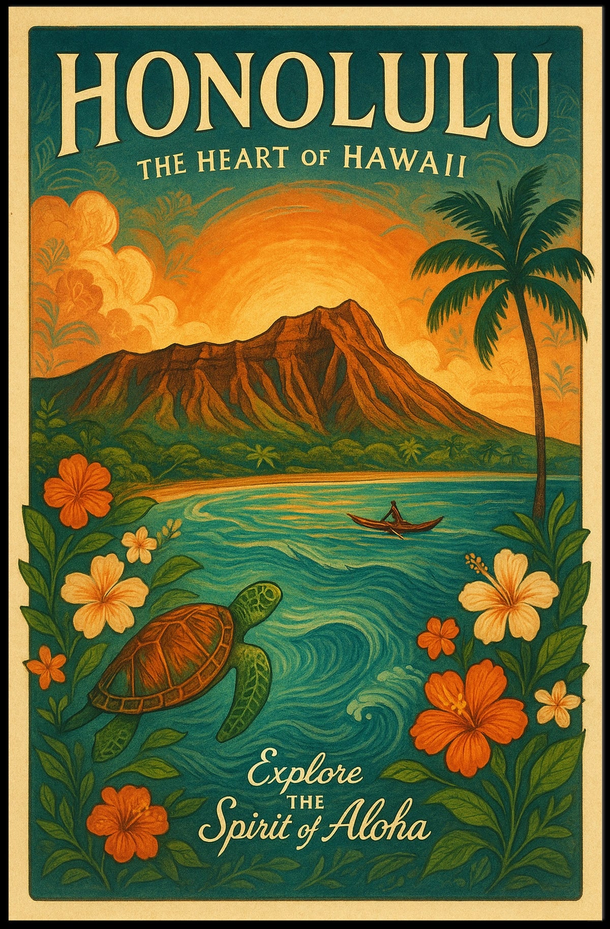 Honolulu Vintage Travel Poster Aloha Spirit Unveiled