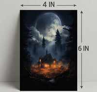 Moonlit Cabin In The Woods Poster