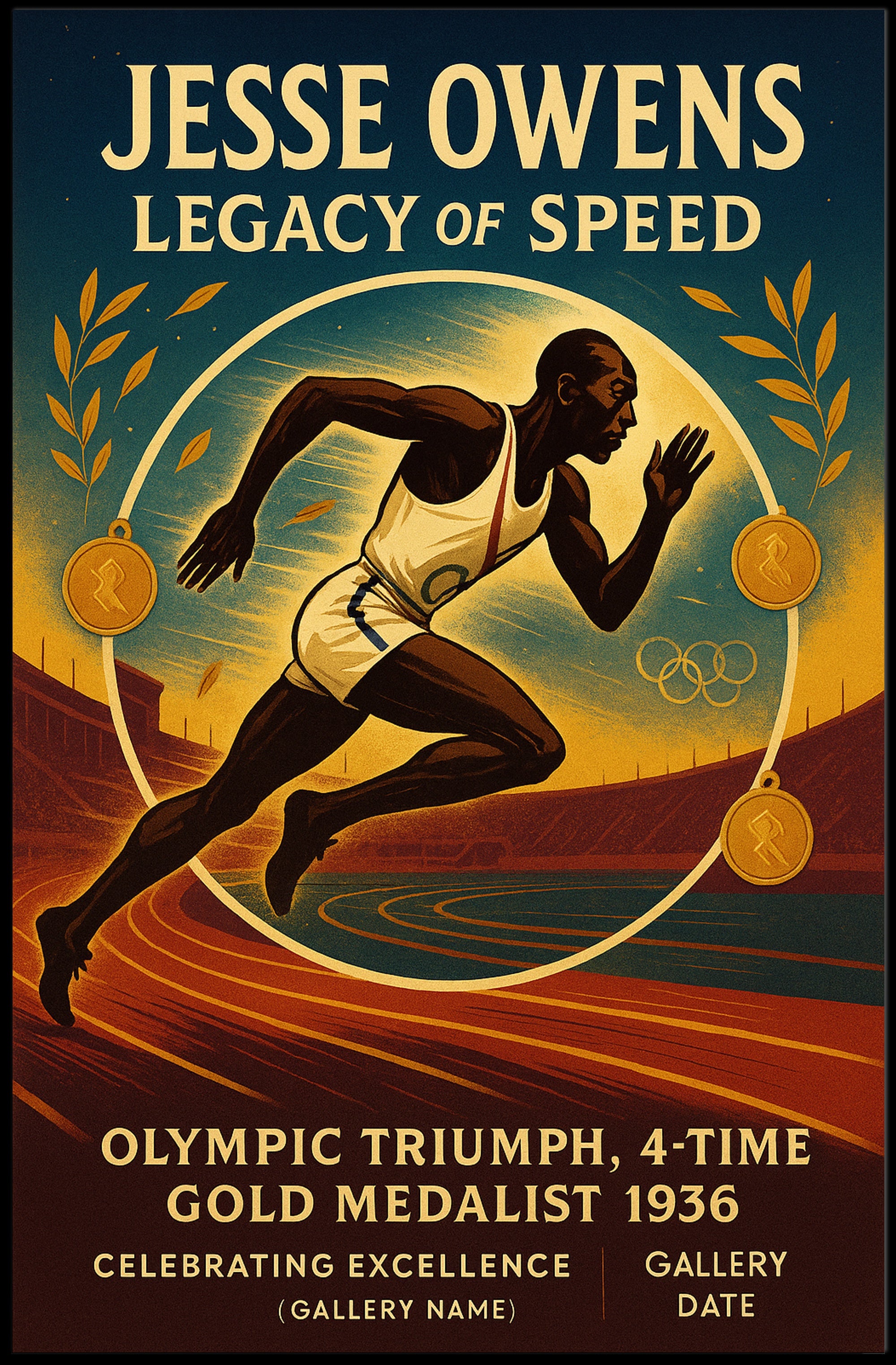 Jesse Owens Legacy: 1936 Olympics Sports Poster