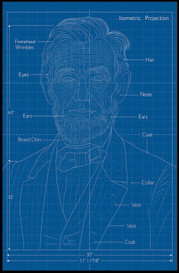 Isometric Projection Blueprint Poster