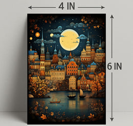 Enchanted Cityscape Under The Moon Poster