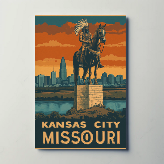 Kansas City Missouri Vintage Poster - Native Monument