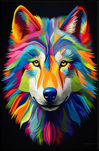 Vibrant Wolf Portrait Poster PosterGoat