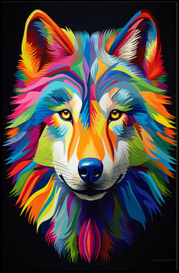 Vibrant Wolf Portrait Poster PosterGoat