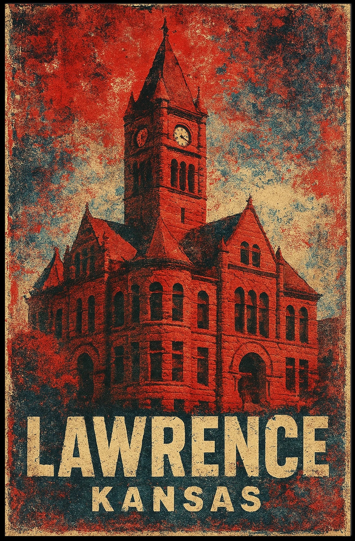 Gothic Landmark Dramatic Sky Vintage Architecture Heritage Timeless Travel Poster