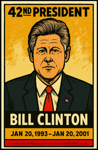 Bill Clinton 42nd President of the United States Inked Comic Style Poster