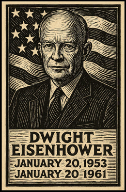 Eisenhower Patriotic Woodcut Vintage Poster