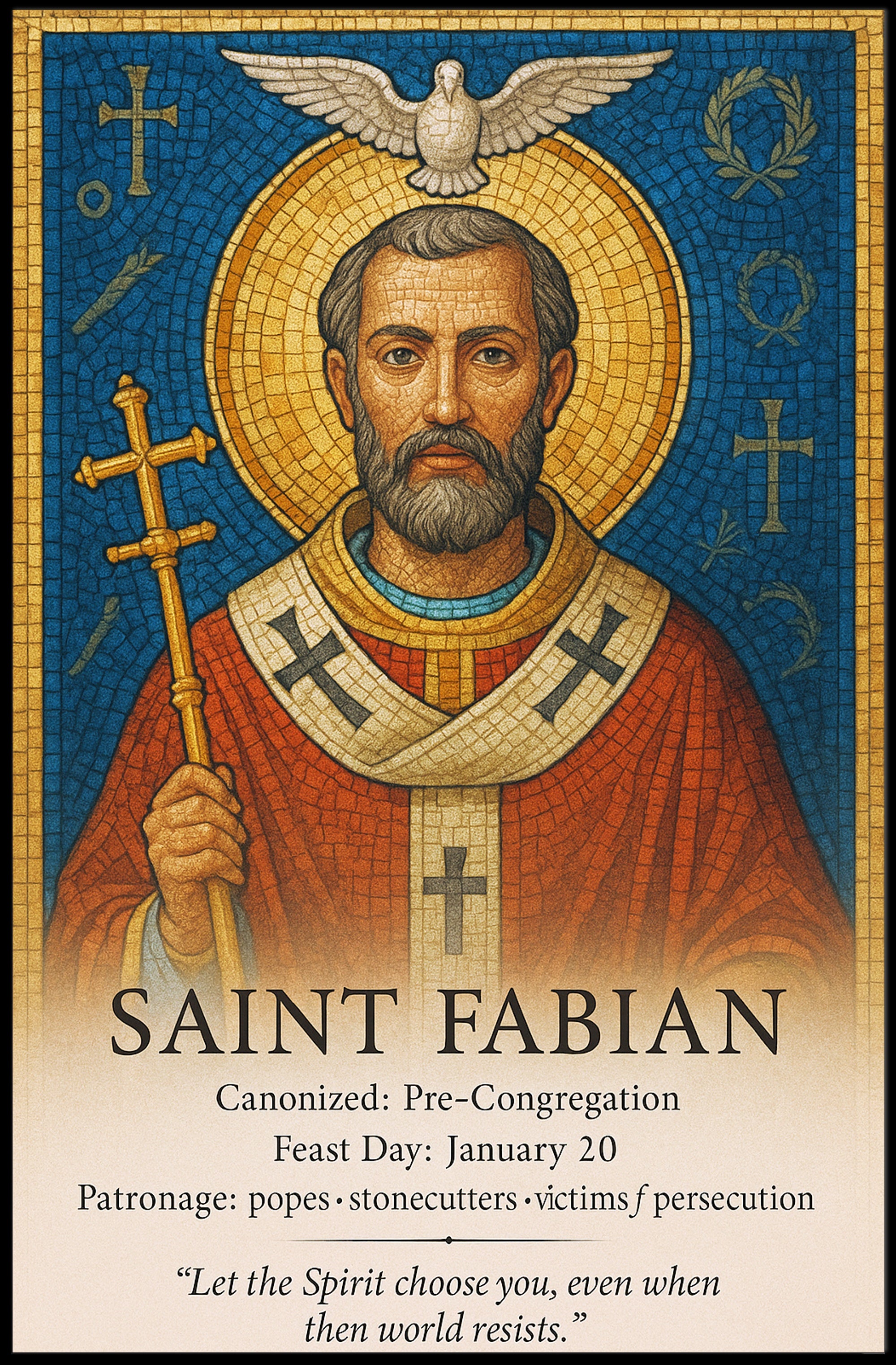 Saint Fabian Poster PosterGoat