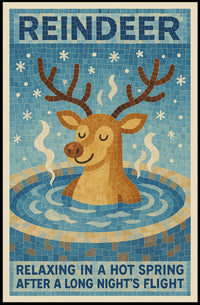 Relaxing Reindeer Mosaic Winter Art Poster - Abstract or Artistic Poster