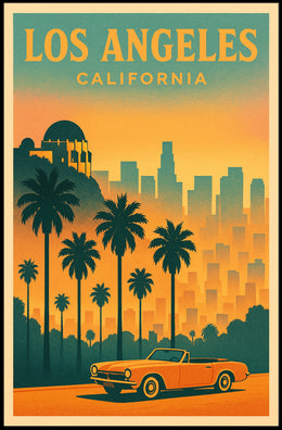 Los Angeles Retro Sunset Travel Poster