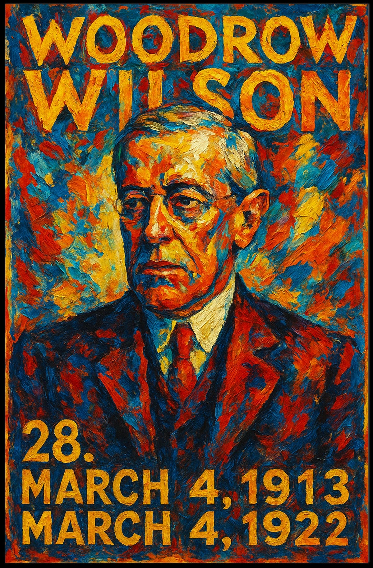 Woodrow Wilson 28th President of the United States Glitch Hop Art Poster