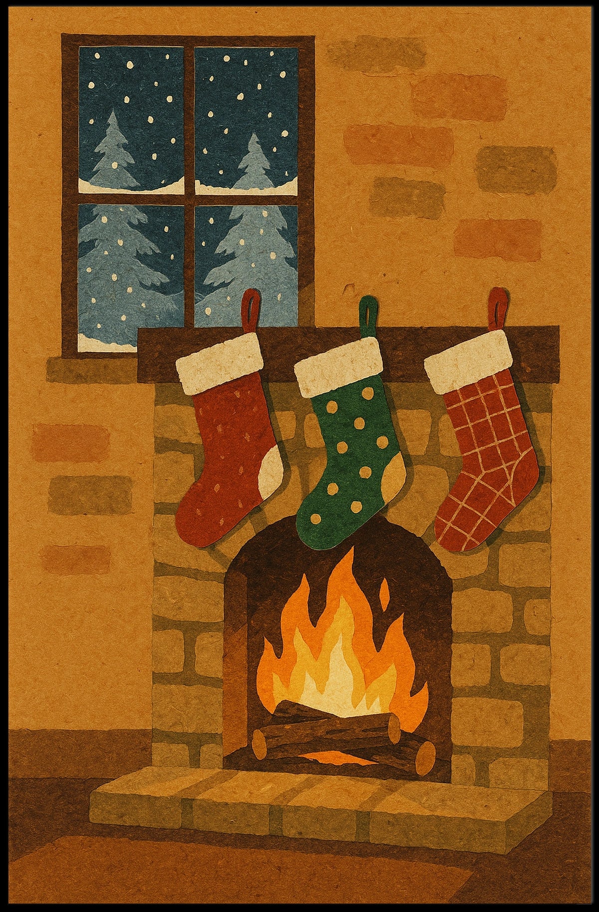 Cozy Holiday Hearth Poster