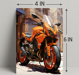 Vibrant Urban Motorcycle Poster PosterGoat