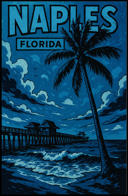 Naples Florida Poster Coastal Wall Art for Beach Decor