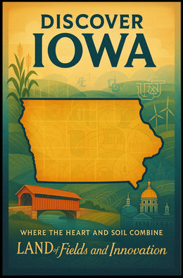 Discover Iowa Vintage Travel Poster