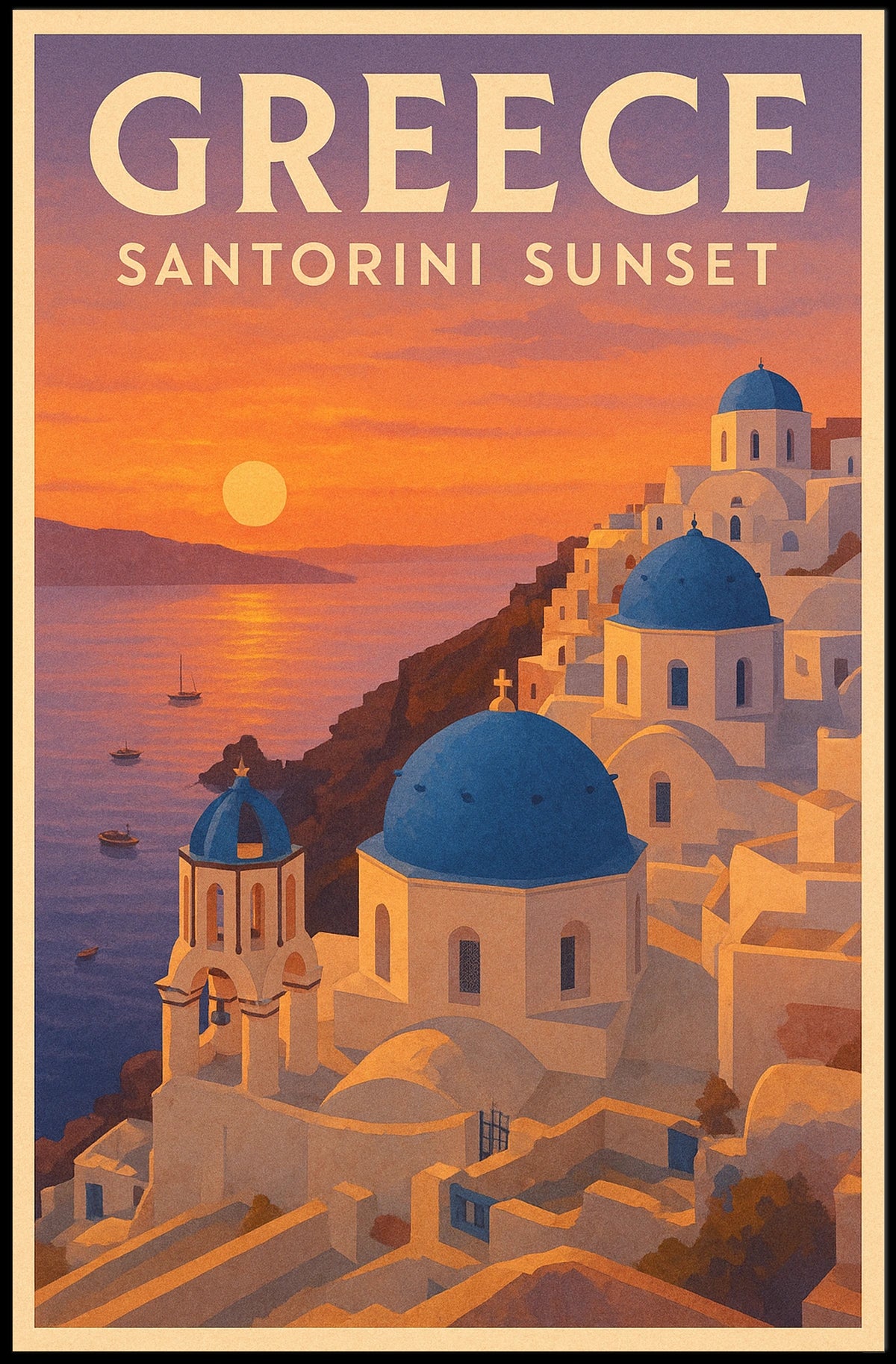 Santorini Sunset Poster