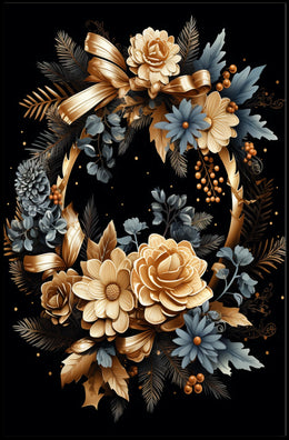 Luxurious Floral Wreath Artwork Print - Abstract or Artistic Poster