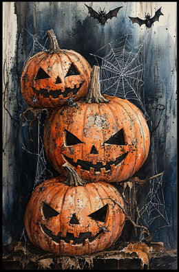 Haunted Halloween Pumpkins Poster