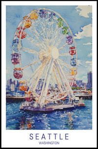 Seattle Ferris Wheel Poster PosterGoat
