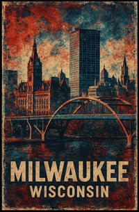 Milwaukee Vintage Architecture Skyline Collectors Poster