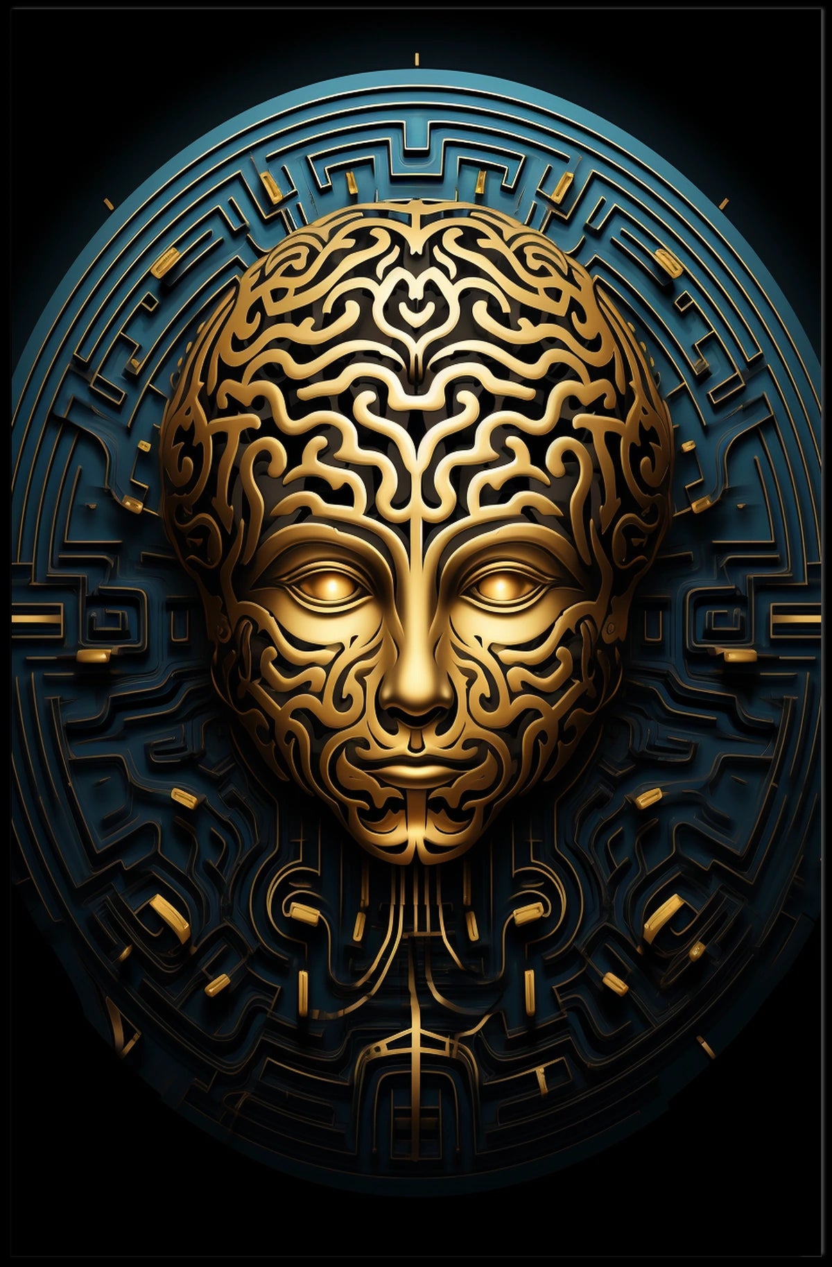 Intricate Maze Face Poster