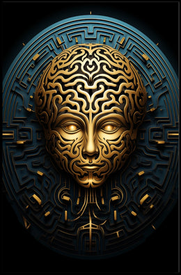 Intricate Maze Face Poster